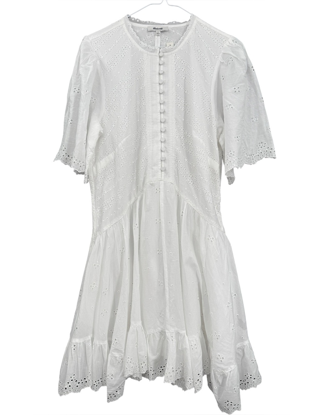 Madewell Eyelet Flutter Sleeve Cotton
Mini Dress Size 8 White